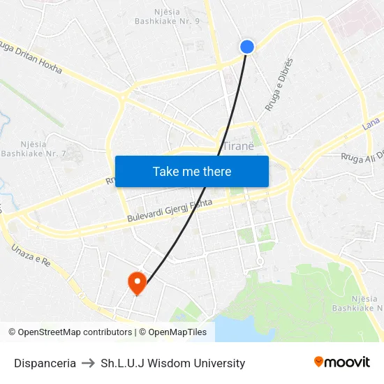 Dispanceria to Sh.L.U.J Wisdom University map