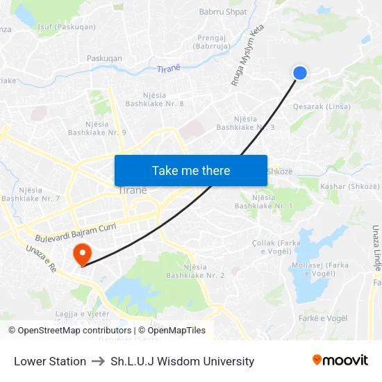 Lower Station to Sh.L.U.J Wisdom University map