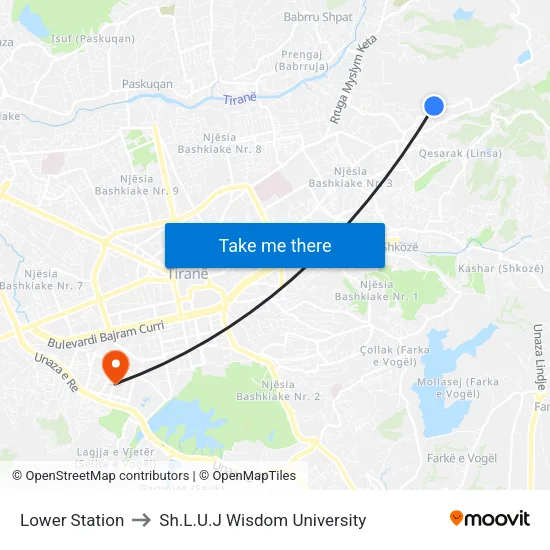 Lower Station to Sh.L.U.J Wisdom University map