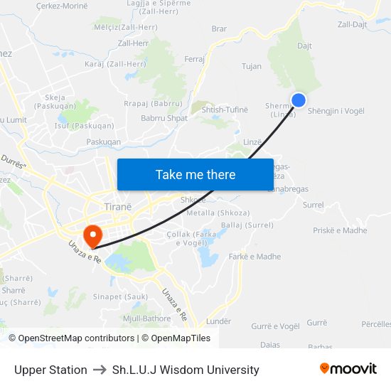 Upper Station to Sh.L.U.J Wisdom University map