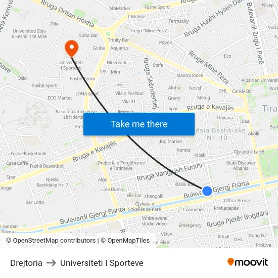 Drejtoria to Universiteti I Sporteve map