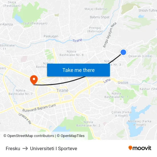 Fresku to Universiteti I Sporteve map