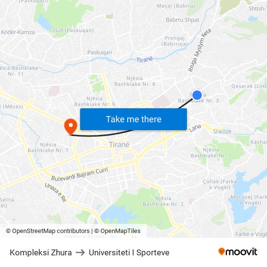 Kompleksi Zhura to Universiteti I Sporteve map