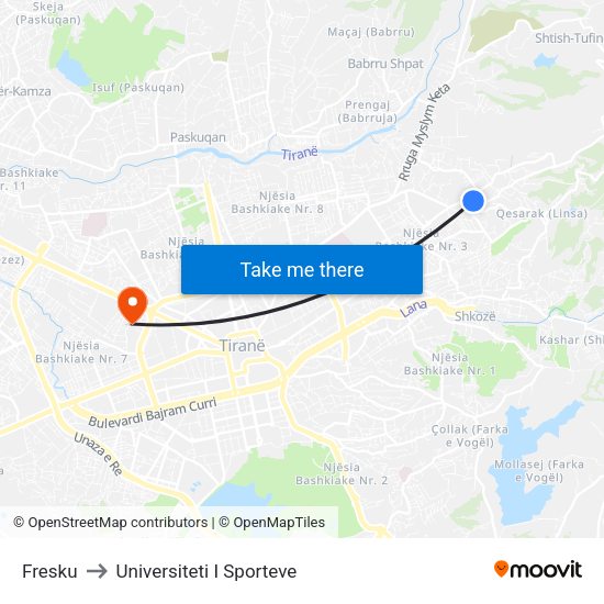 Fresku to Universiteti I Sporteve map