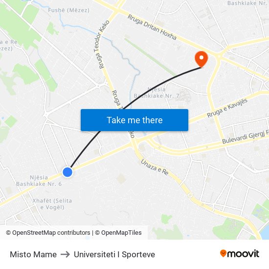 Misto Mame to Universiteti I Sporteve map