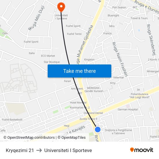Kryqezimi 21 to Universiteti I Sporteve map
