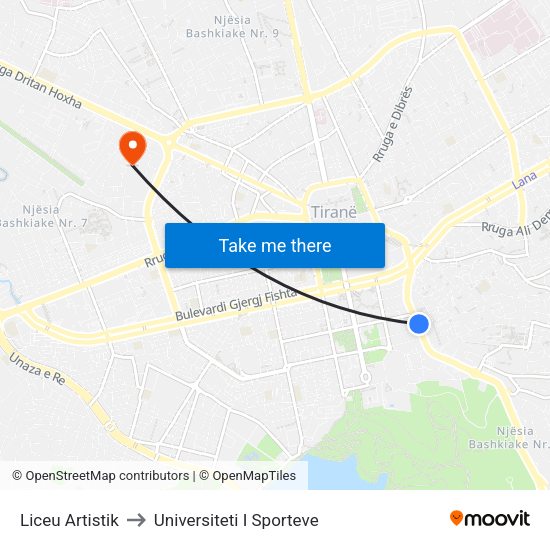 Liceu Artistik to Universiteti I Sporteve map