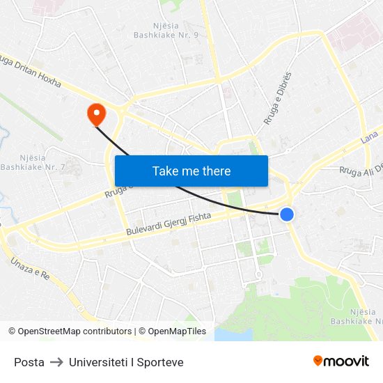 Posta to Universiteti I Sporteve map