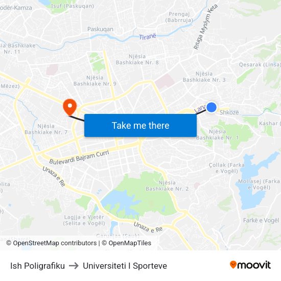 Ish Poligrafiku to Universiteti I Sporteve map