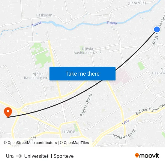 Ura to Universiteti I Sporteve map