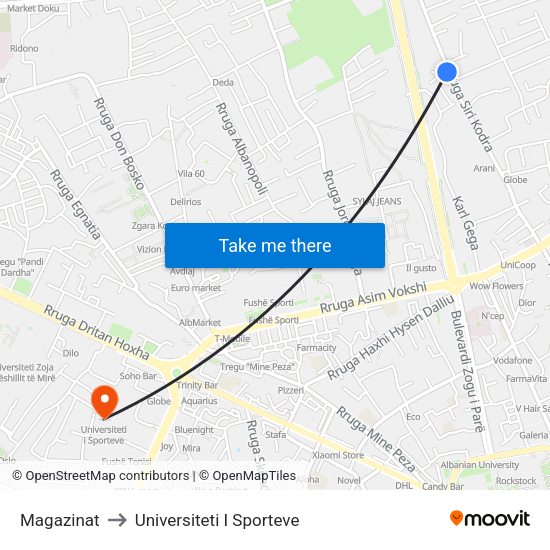 Magazinat to Universiteti I Sporteve map