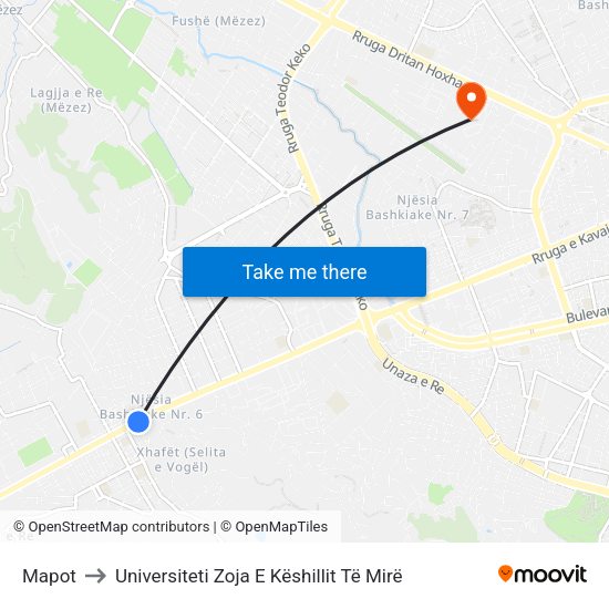 Mapot to Universiteti Zoja E Këshillit Të Mirë map