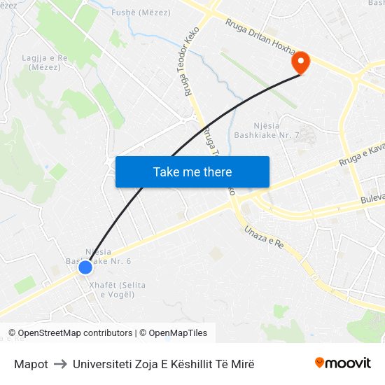 Mapot to Universiteti Zoja E Këshillit Të Mirë map
