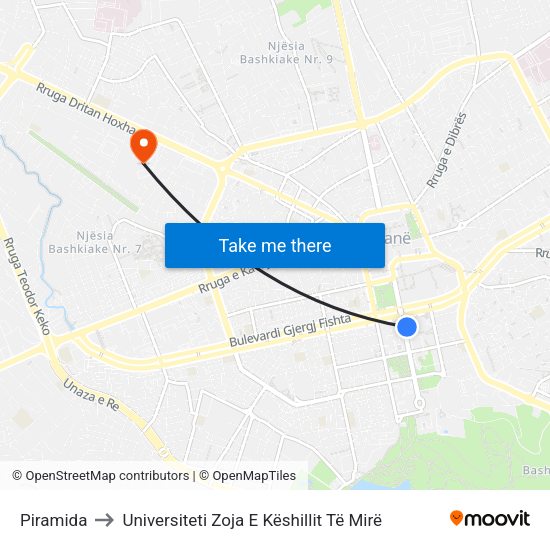 Piramida to Universiteti Zoja E Këshillit Të Mirë map
