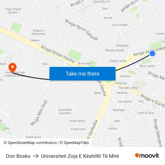 Don Bosko to Universiteti Zoja E Këshillit Të Mirë map