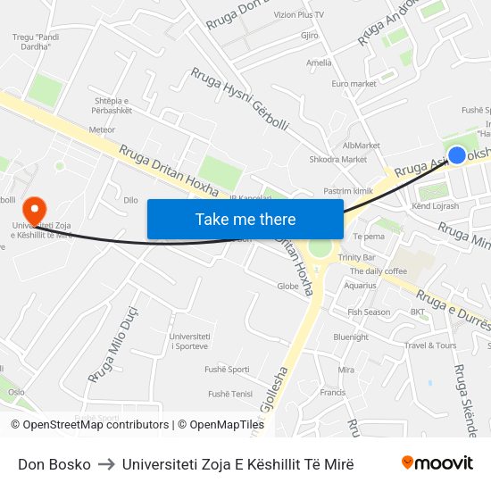 Don Bosko to Universiteti Zoja E Këshillit Të Mirë map