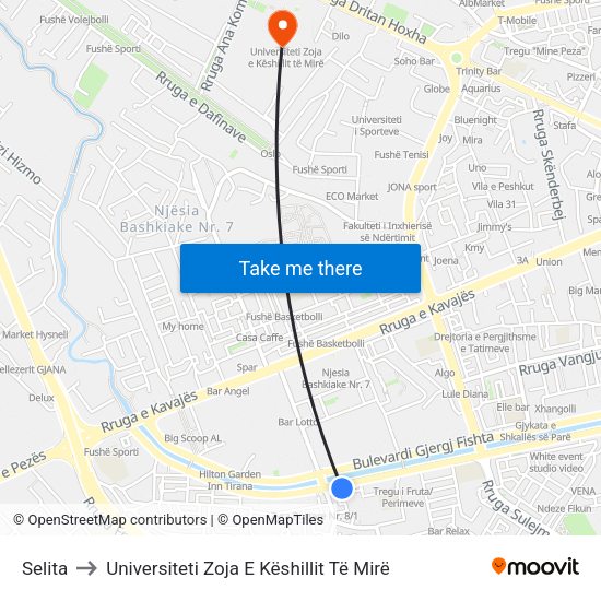 Selita to Universiteti Zoja E Këshillit Të Mirë map