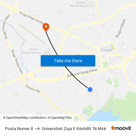 Posta Numer 8 to Universiteti Zoja E Këshillit Të Mirë map