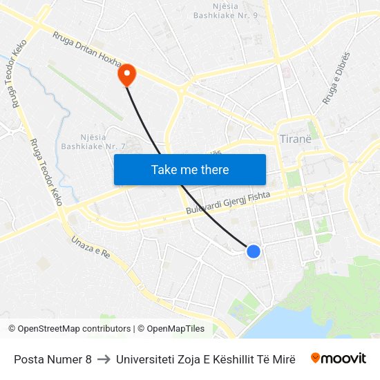 Posta Numer 8 to Universiteti Zoja E Këshillit Të Mirë map