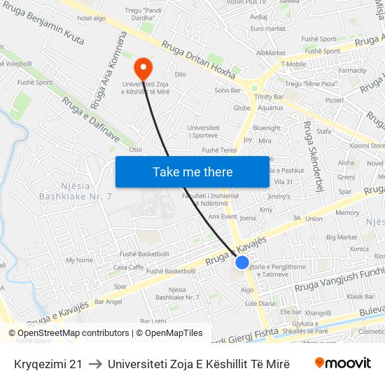 Kryqezimi 21 to Universiteti Zoja E Këshillit Të Mirë map