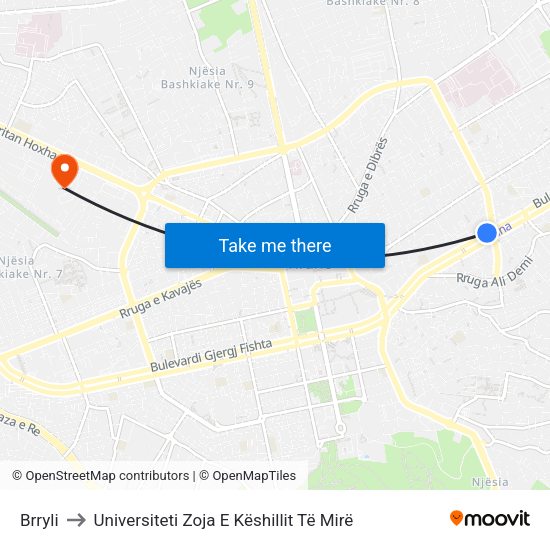 Brryli to Universiteti Zoja E Këshillit Të Mirë map