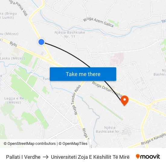 Pallati I Verdhe to Universiteti Zoja E Këshillit Të Mirë map