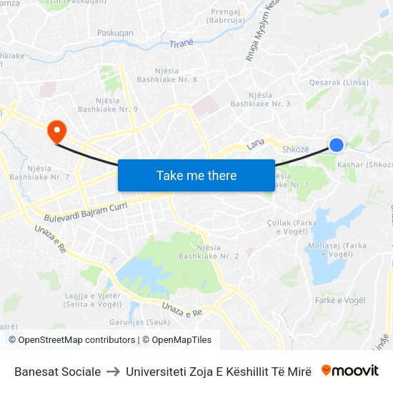 Banesat Sociale to Universiteti Zoja E Këshillit Të Mirë map