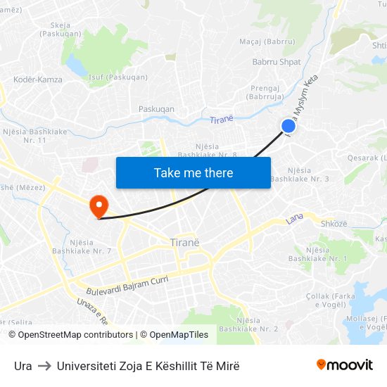 Ura to Universiteti Zoja E Këshillit Të Mirë map