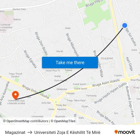 Magazinat to Universiteti Zoja E Këshillit Të Mirë map