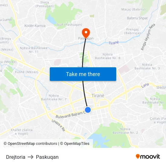 Drejtoria to Paskuqan map