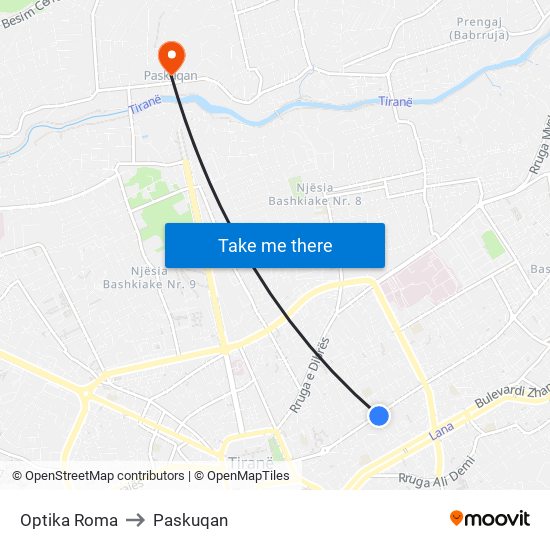 Optika Roma to Paskuqan map