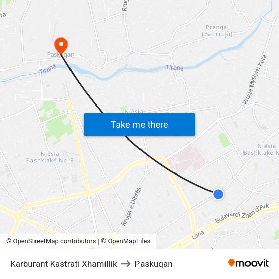 Karburant Kastrati Xhamillik to Paskuqan map