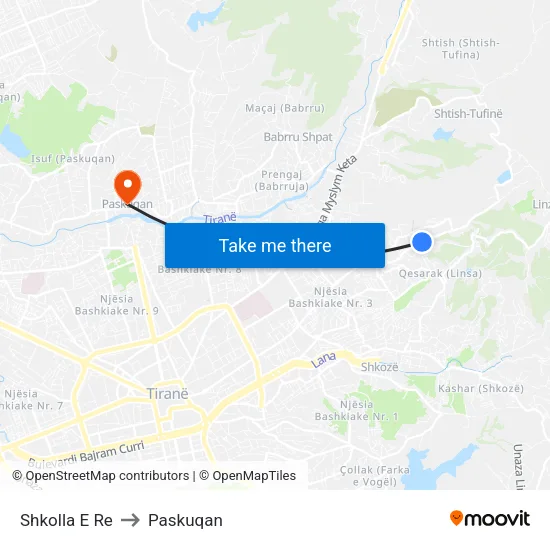 Shkolla E Re to Paskuqan map