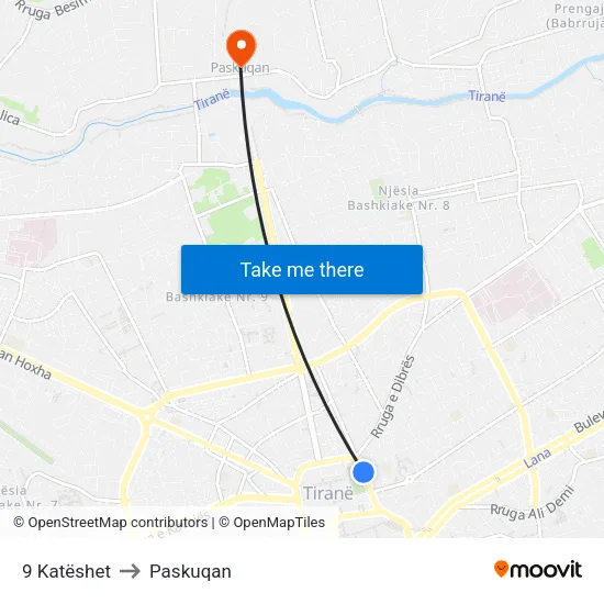 9 Katëshet to Paskuqan map