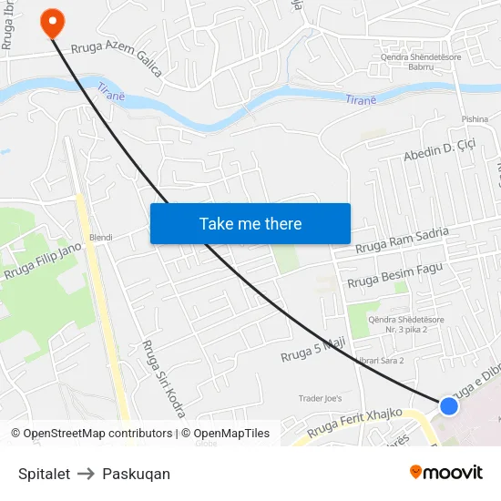 Spitalet to Paskuqan map
