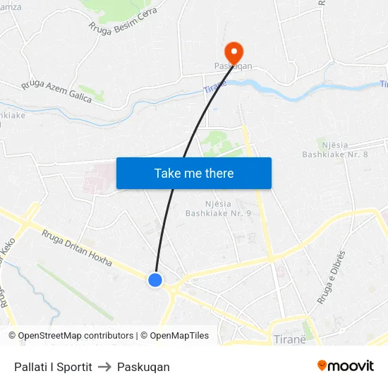 Pallati I Sportit to Paskuqan map