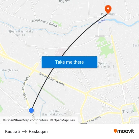 Kastrati to Paskuqan map