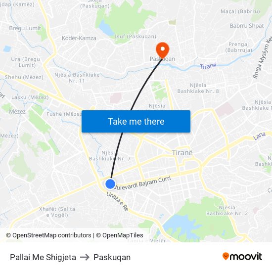Pallai Me Shigjeta to Paskuqan map