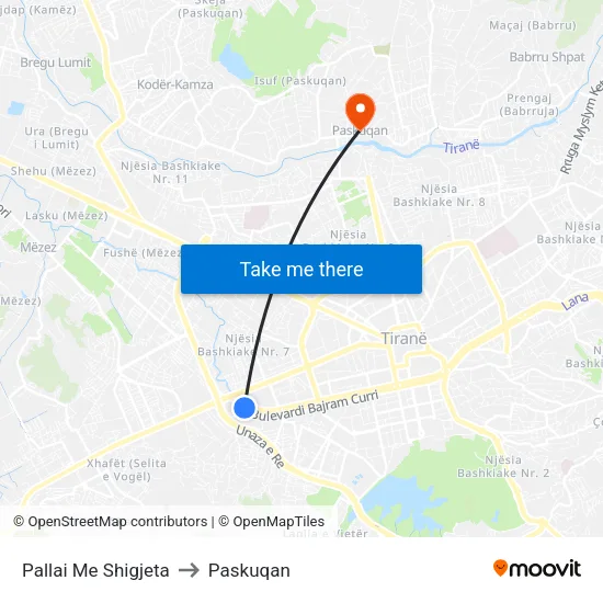 Pallai Me Shigjeta to Paskuqan map