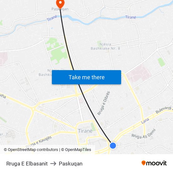 Rruga E Elbasanit to Paskuqan map