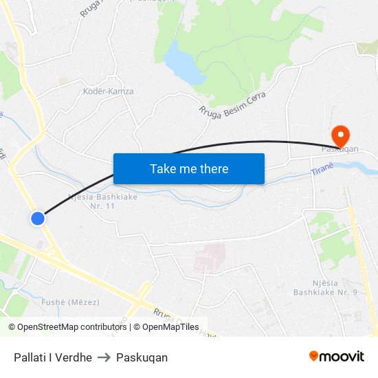Pallati I Verdhe to Paskuqan map