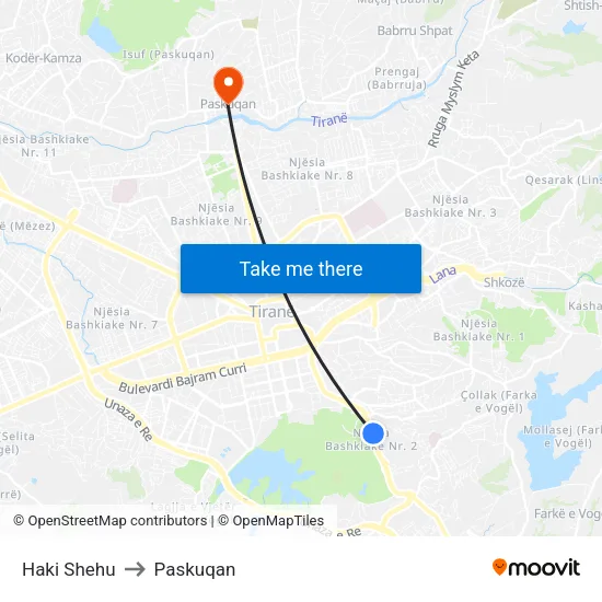 Haki Shehu to Paskuqan map