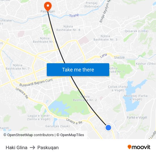 Haki Glina to Paskuqan map