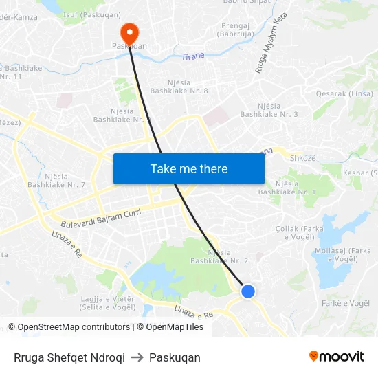Rruga Shefqet Ndroqi to Paskuqan map