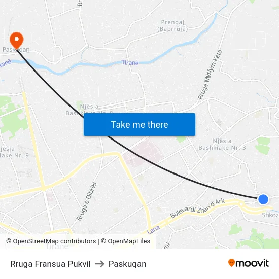 Rruga Fransua Pukvil to Paskuqan map