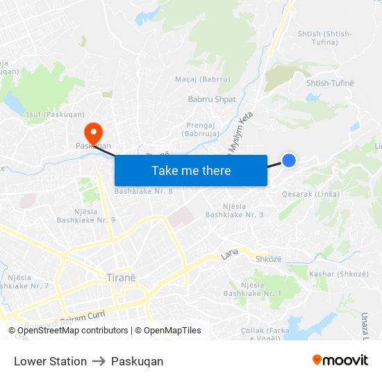 Lower Station to Paskuqan map