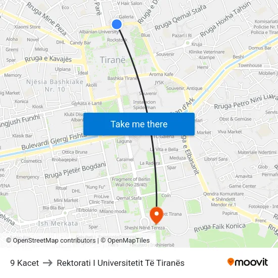 9 Kacet to Rektorati I Universitetit Të Tiranës map