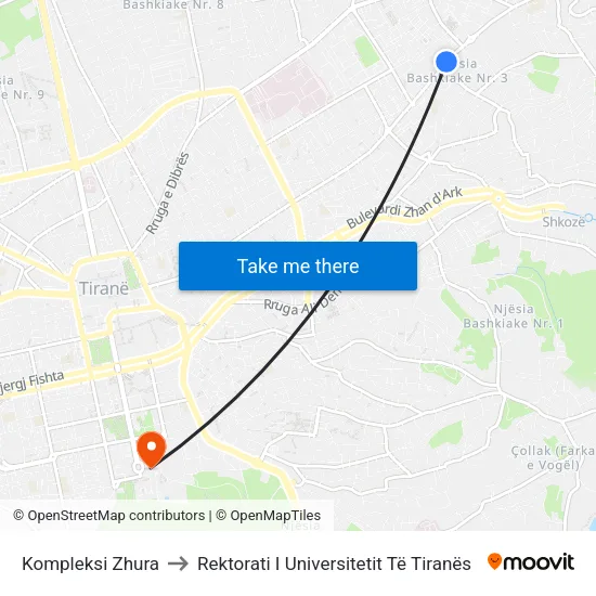 Kompleksi Zhura to Rektorati I Universitetit Të Tiranës map