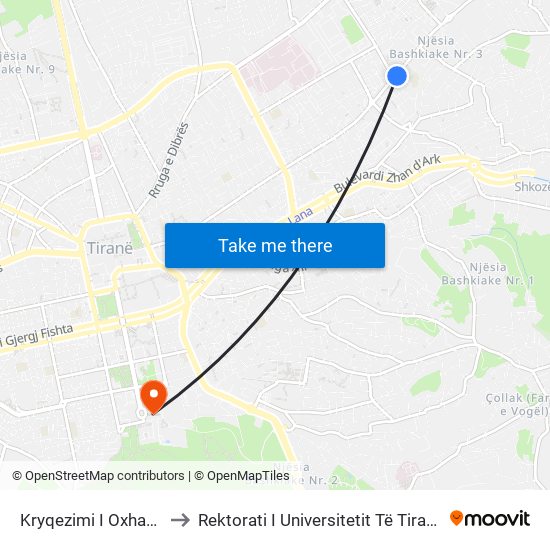 Kryqezimi I Oxhakut to Rektorati I Universitetit Të Tiranës map