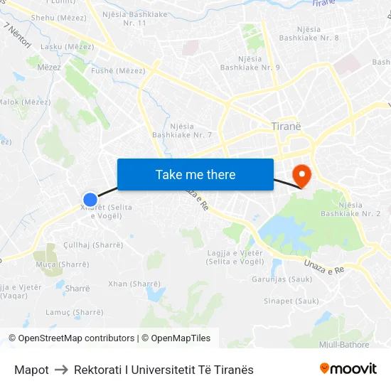 Mapot to Rektorati I Universitetit Të Tiranës map